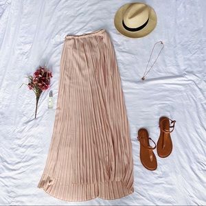 Blush Pink Maxi Pleated Skirt